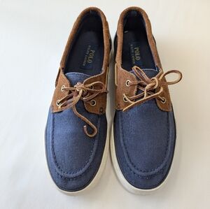 Polo Ralph Lauren Rylander Brushed Twill Navy Blue Men's Boat Shoes Size 9D
